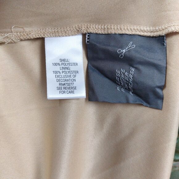 Simply Vera Wang Dress Sz L Green Cream Abstract Pleated Sleeveless Boho Comfort - Picture 8 of 12